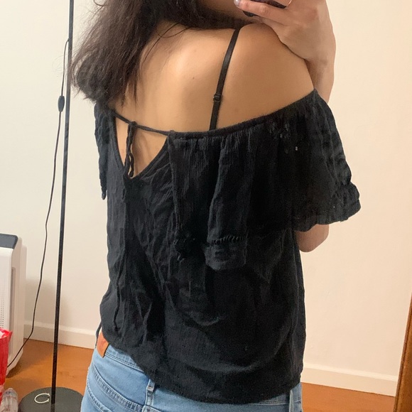 Hollister Co. off the shoulder navy blue top - Picture 1 of 6